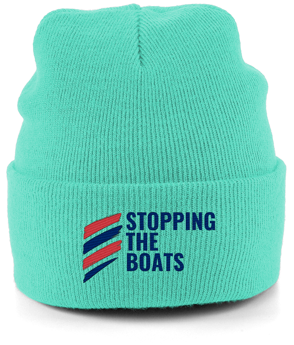 mockup-49e2f970e9043dccccf0dd07da582ecd.png STOPPING THE BOATS RTC Cuffed Embroidered Beanie - Image 1
