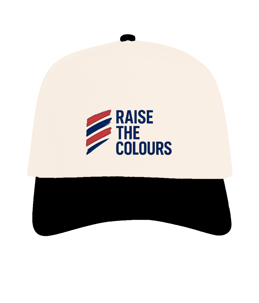 mockup-879264d68153edb0a184f3bc163a2e04.png RAISE THE COLOURS Two Tone Embroidered Cap - Image 1